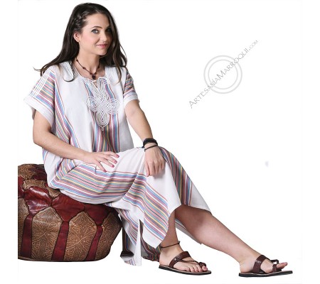 White gandora tunic with color lists