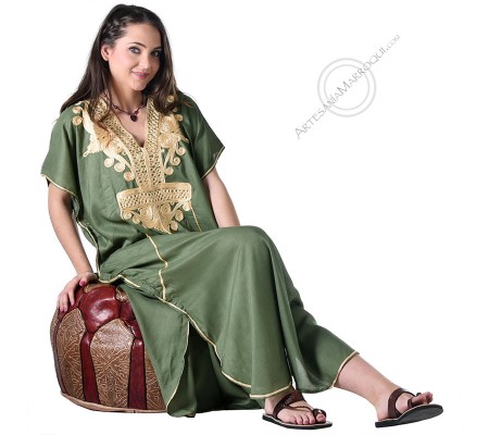 Green gandora tunic with embroidery