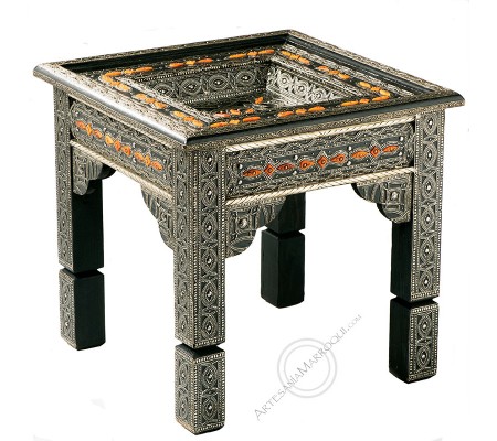 Table carrée Marrakech en os orange