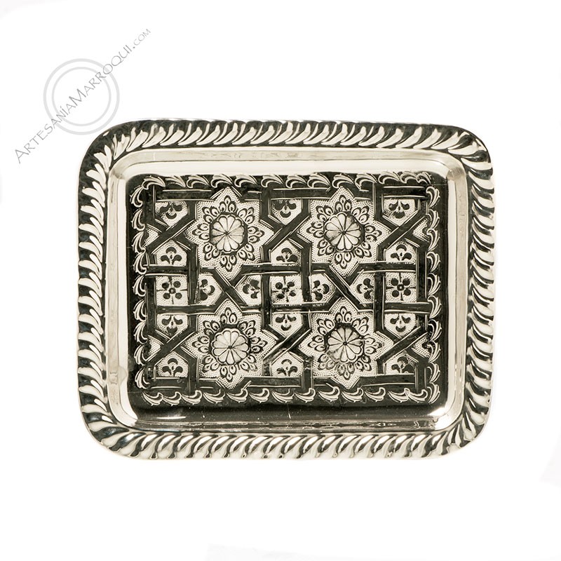 Oriental Oriente Marroquí Bandeja De Té Bandeja De Servir Color Plata Mehdia 60cm