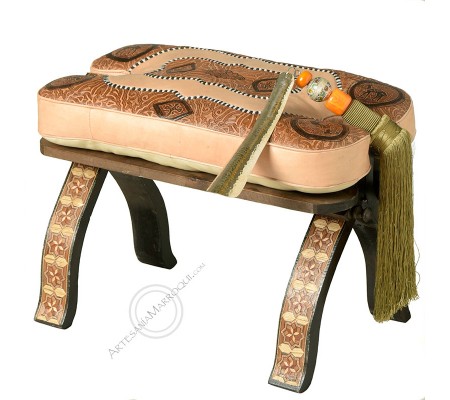 Natural leather ottoman stool
