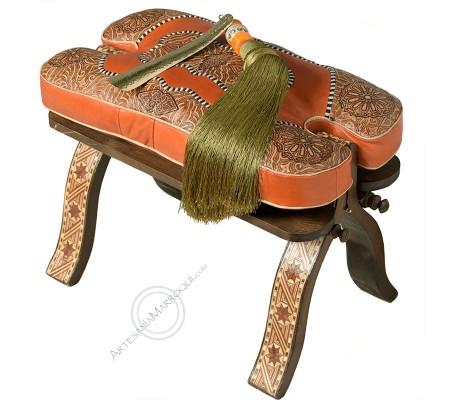 Orange ottoman stool