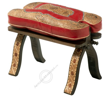 Red ottoman stool