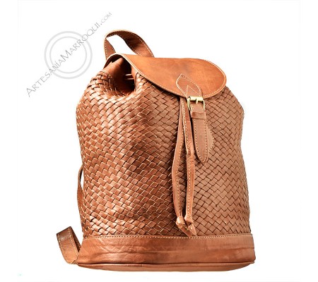Braided leather backpack