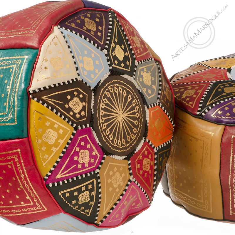 Puff multicolor grande | artesania-marroqui.com
