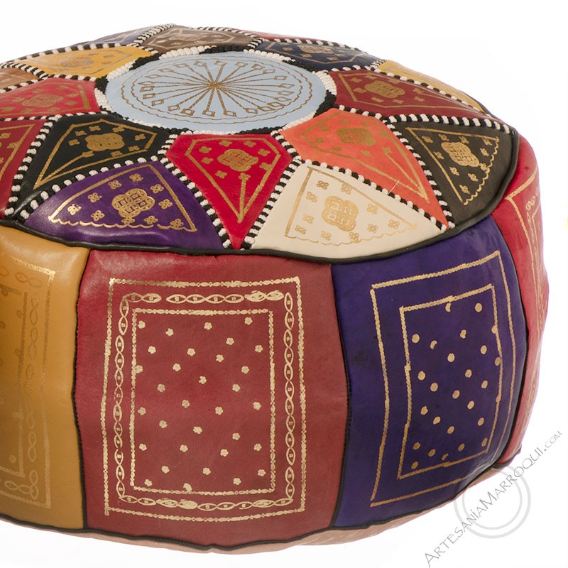 Puff multicolor grande | artesania-marroqui.com