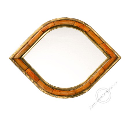 Espejo árabe 026x37 cm de hueso y cobre