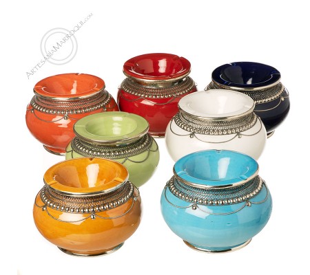 Large ashtray with nickel silver decorations
