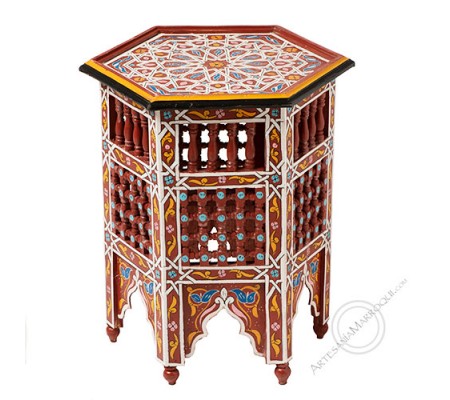 Table hexagonale rouge