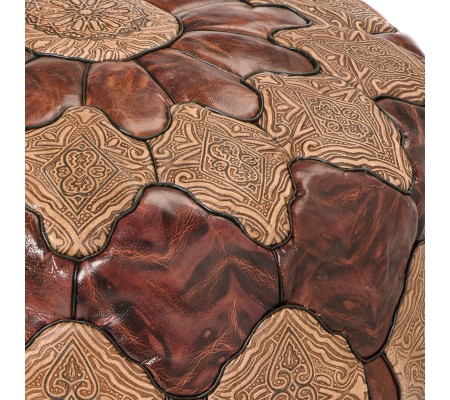 100% orgánica de cuero marrón marroquí puff escabel Otomano Camello Hecho a Mano * 