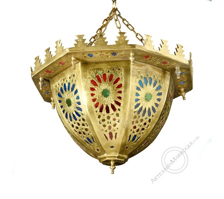 Copper and colored resin ceiling lamp