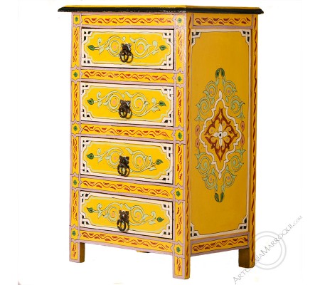 Mesa cajonera de color amarillo de Marruecos | Artesanía-Marroquí.com