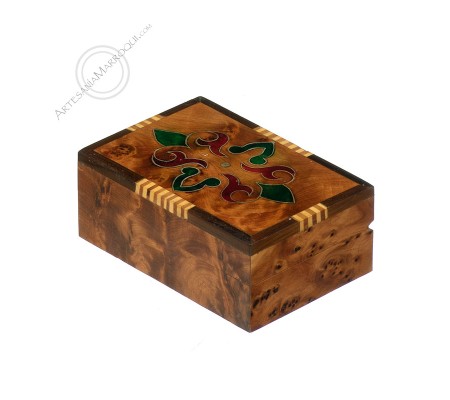 Caja de madera de tuya tapa decorada