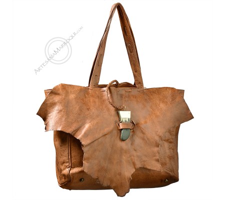 Leather bag with bone clasp