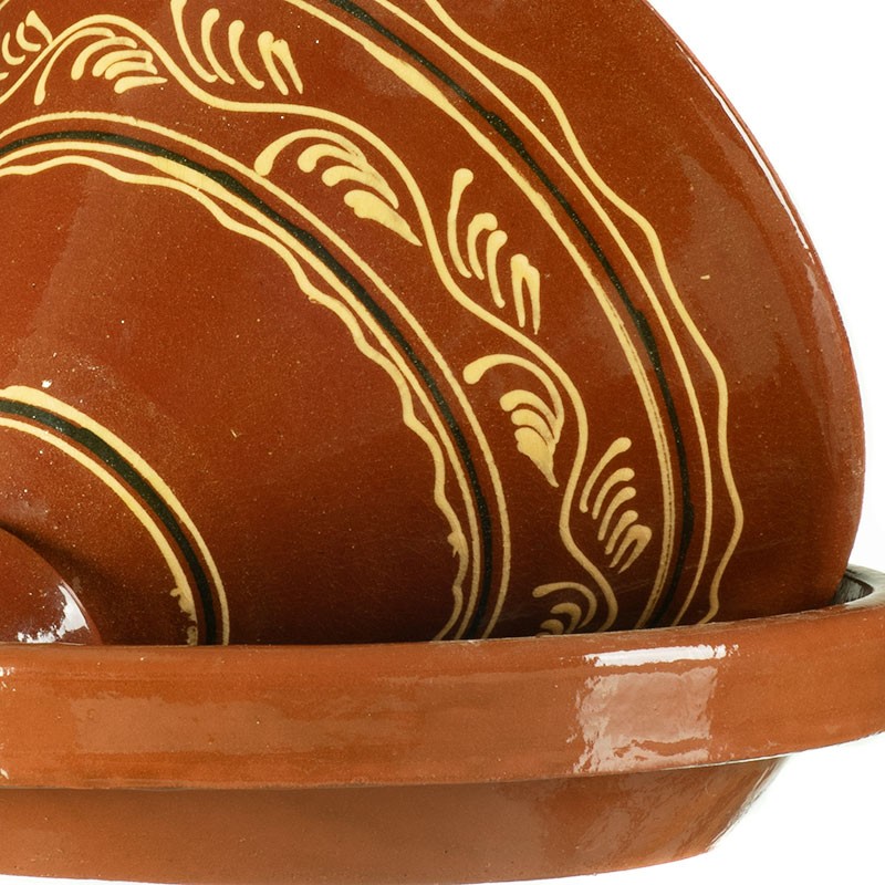 Très Grand Tajine Marocain Décoré, 2,5 L, Compatible Induction, 15 Pouces