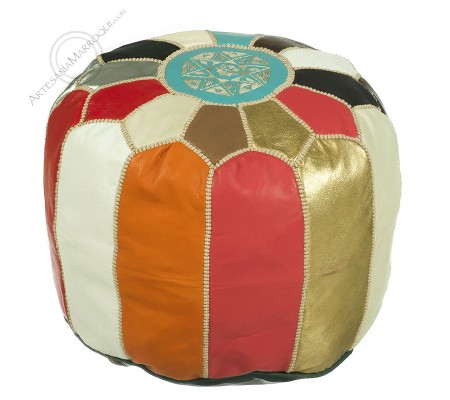Patchwork leather pouffe