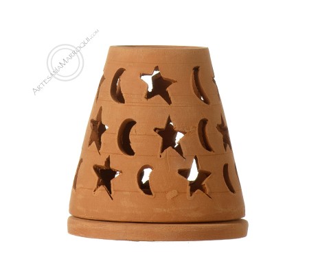 Conical clay candle holder