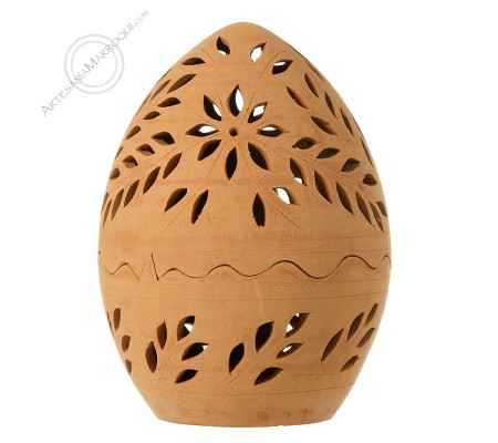 Large clay egg candle holder