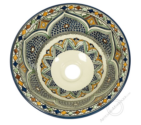 Arab ceramic washbasin 40 cm full drawing