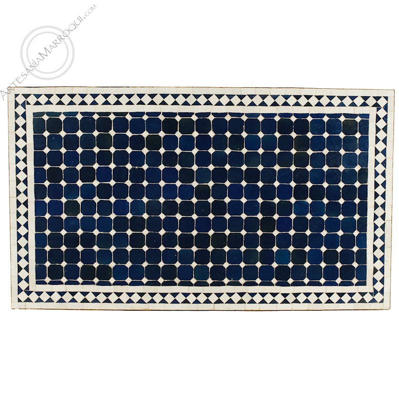 Mesas mosaicoMesa mosaico 120x70 cm azul y blanco