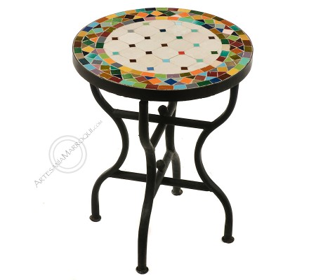 Table mosaïque Zellige 40 cm multicolore