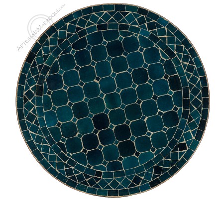 Table mosaïque Zellige 60 cm bleu