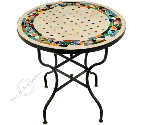 Zellige mosaic table 70 cm multicolor