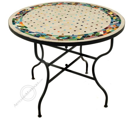 Zellige mosaic table 90 cm multicolor