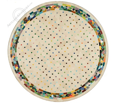 Table mosaïque Zellige 120 cm multicolore