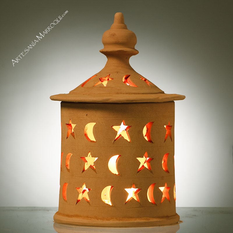 Clay candle holder with lid medium