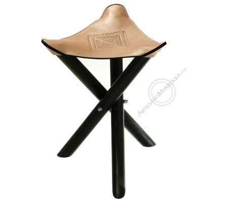 Natural leather scissor stool