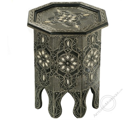Octagonal nickel silver and bone table