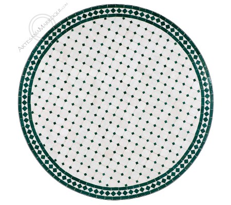 Table mosaïque 120 cm vert et blanc