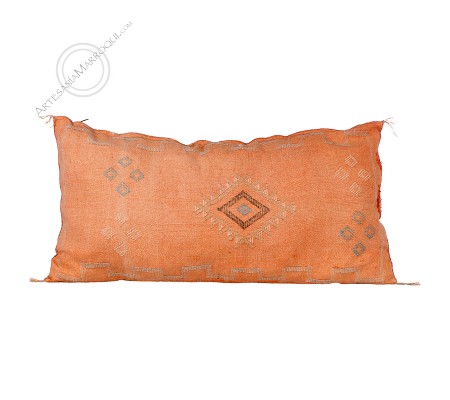 Large washed orange sabra cushion