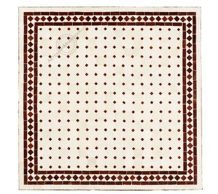 Mosaic table 100x100cm beige and burgundy