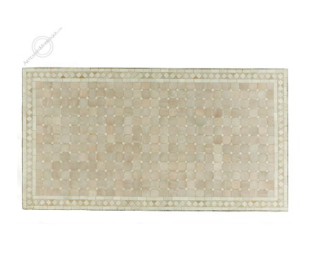 Mesa mosaico 150x80 cm beige y blanco