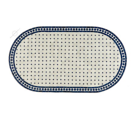 Mesas mosaicoMesa mosaico 160x90 cm oval azul y blanco