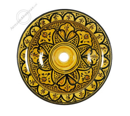 Lavabo arabe en céramique 30 cm jaune