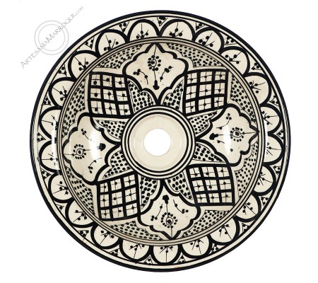 Arabic ceramic sink 35 cm black and white