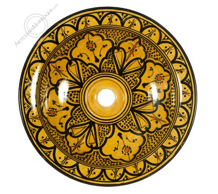 Lavabo arabe en céramique 35 cm jaune