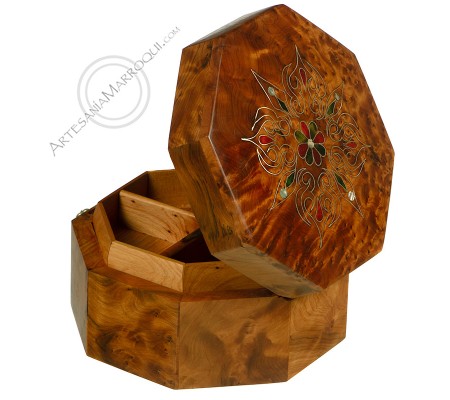 Octagonal thuja root jewelry box