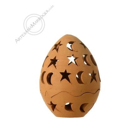 Small clay egg candle holder
