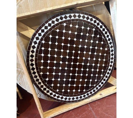 Mesa mosaico 80 cm marrón y blanco