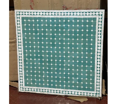 Mesa mosaico 100x100cm turquesa y blanco