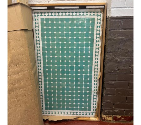 Mesa mosaico 120x70 cm turquesa y blanco