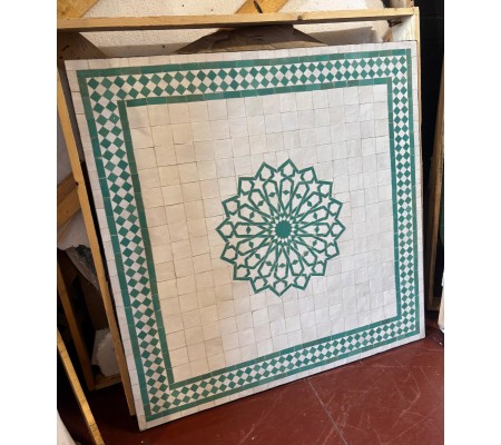 Mesa mosaico 100x100cm estrella turquesa y blanco