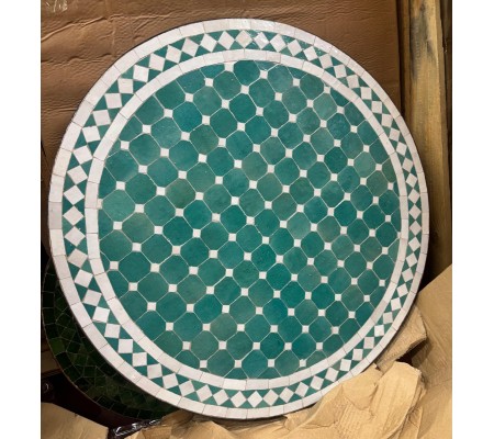 Mesa mosaico 80 cm turquesa y blanco