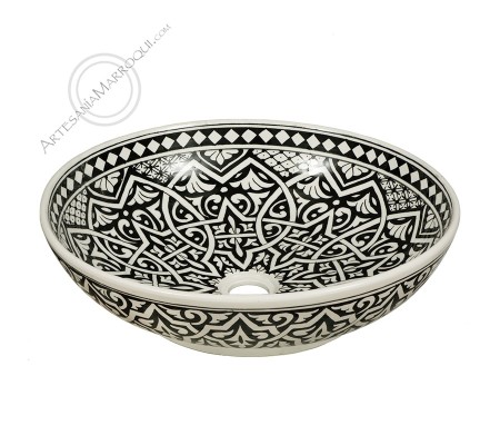 Lavabo árabe de cerámica de 45 cm negro
