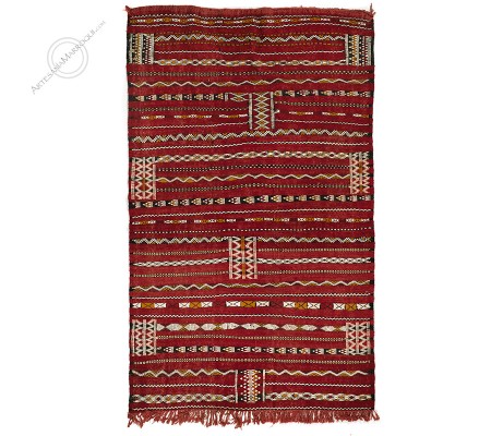 Kilim 200x122 cm rojo desteñido