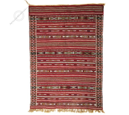 Kilim 203x146 cm rojo desteñido